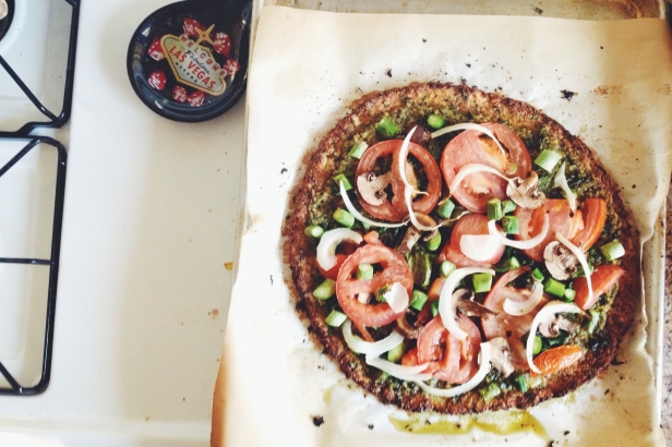 Gluten Free Pizza. Cauliflower, Almond Flour, & Kale Crust. { thekarmaconcept }